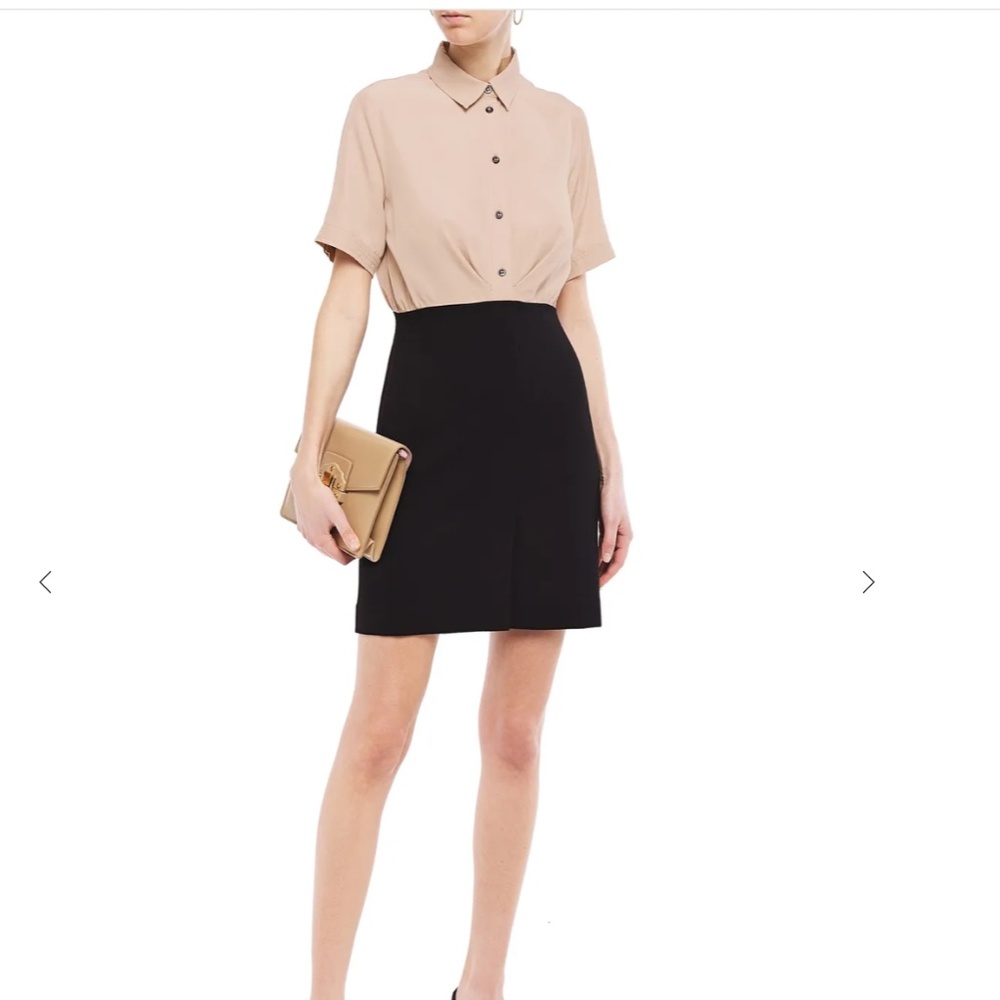 NWOT! Sandro Paris Rudy Two-Tone Crepe-Paneled Woven Mini Dress Size 36 (US S)